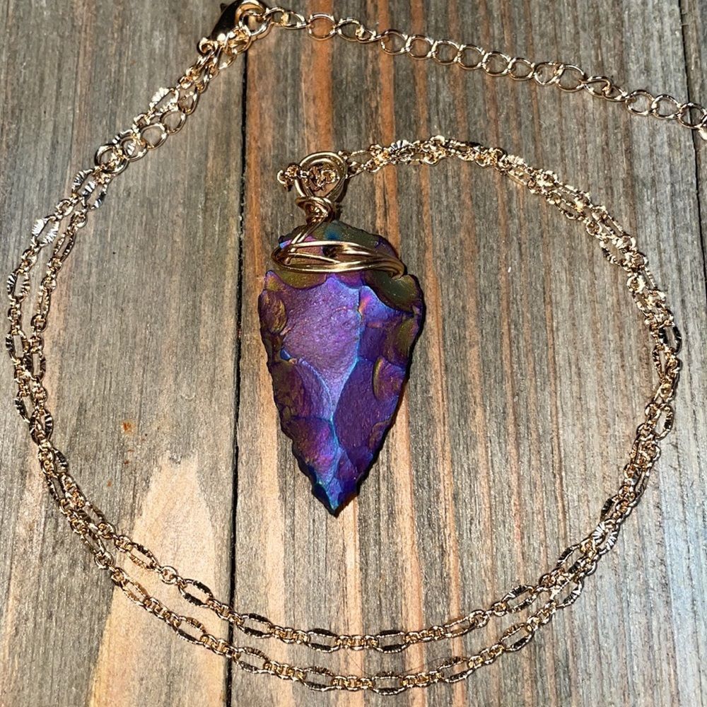 Holographic Arrowhead Gold Necklace